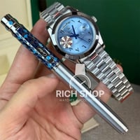 طقم ساعة رولكس تاريخ وأرقام عربي مع قلم كارتير تيف...