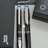 قلم مون بلان ستار ووكر اسود على فضي