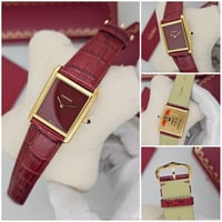 ساعة كارتير تانك رجالية برغندي جلد