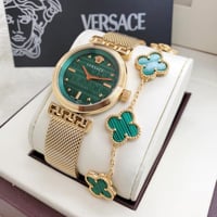 ساعة فرزاتشي ذهبي اخضر مع اسورة