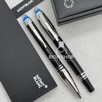 قلم مون بلان ستار ووكر اسود على فضي