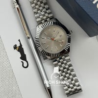 طقم ساعة هارون مع قلم كارتير فضي