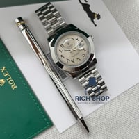 طقم ساعة رولكس نحاسي مع قلم كارتير نحيف مخطط براغي...