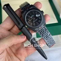 طقم ساعة رولكس مع قلم كارتير باللون الأسود الكامل...