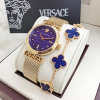 ساعة فرزاتشي ذهبي كحلي مع اسورة