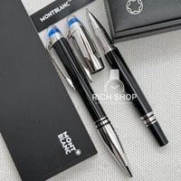 قلم مون بلان ستار ووكر اسود على فضي