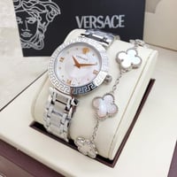 ساعة فرزاتشي فضي ابيض مع اسورة