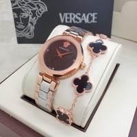 ساعة فرزاتشي روز قولد بفضي اسود مع اسورة