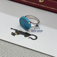 خاتم فضة 925 ملكي فيروز مخطط