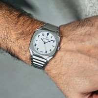 ساعة رجالية بسير ستيل بلون فضي