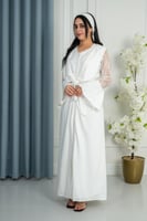 قميص استقبال بأكمام دانتيل ولؤلؤ - افوايت