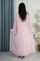 روب استقبال ناعم بتطريز لؤلؤ وكريستال - وردي