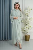 روب استقبال ناعم بتطريز لؤلؤ وكريستال - تيفاني