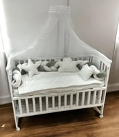 مفرش جوانب ضفيره سرير الطفل زيتي