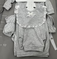 طقم 7 قطع قطن مواليد - رمادي