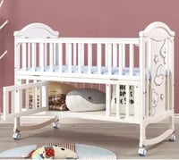 سرير خشب 60 في 120 - أبيض