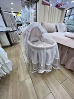 طقم مفرش نفاس قطن كتان مع سرير البيبي