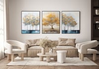 لوحة ثلاثية - فن تجريدي مع الشجر و التربة بشكل جذا...