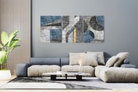 لوحة ثلاثية - فن تجريدي اشكال هندسية مع خليط من ال...