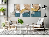 لوحة ثلاثية - فن تجريدي بشكل منسق للألوان الرمادي...