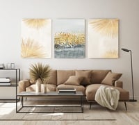 لوحة ثلاثية - فن تجريدي باللون الذهبي