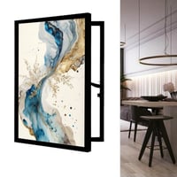 لوحة فن تجريدي بالوان زرقاء لاخفاء طبلون الكهرباء