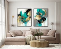 لوحة ثنائية لون الازرق بالذهبي