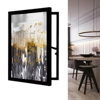 لوحة فن تجريدي بالخطوط الذهبية لاخفاء طبلون الكهرب...