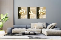 لوحة ثلاثية - فن تجريدي وردة باللون الذهبي