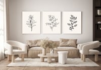 لوحة ثلاثية - أشجار رسم باللون الأسود