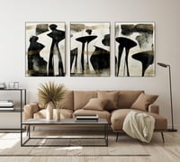 لوحة ثلاثية - فن تجريدي لعشاق اللون الأسود