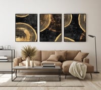 لوحة ثلاثية - فن تجريدي لمحبي الالون الأسود