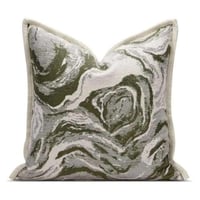 غطاء خدادية بيج و اخضر زيتي بنقشة رخامية