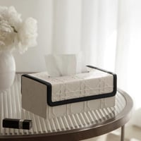 علبه مناديل ديكور أنيقه اوف وايت سكري بحدود جلد (...