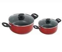 طقم قدور هوم واي 8 قطع غير لاصقة لون احمر