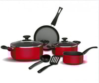 طقم قدور هوم واي 8 قطع غير لاصقة لون احمر