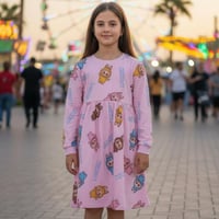 فستان وردي رقيق وناعم لبوبو