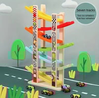 مسار السيارات الخشبي (7 مسارات)