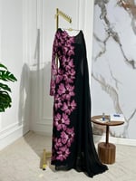 فساتين طويلة لامعة بطباعة الزهور متطابقة بالكامل