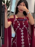 فستان سهره اللون الأسود وتيلي وعودي الخامة: كريب ا...