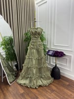 الفخم فستان سهره جزار لمعه كلفه تطريز وورد المقاسا...