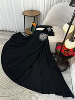 فستان سهر ه اسود لكرا استريتش