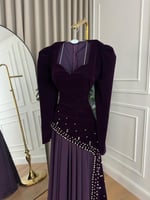 فستان سهرة مخمل القماش/ مخمل + شيفون المقاسات بالر...