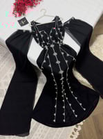 فستان سهره اللون الأسود وتيلي وعودي الخامة: كريب ا...