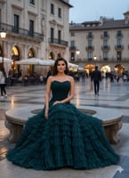 فستان سهره تل طبقات كلوش ذيل المقاسات بالرقم 1-2-3...