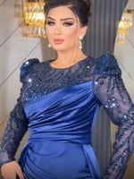 فستان ستان مطرز تطريز يدوي تركي فاخر