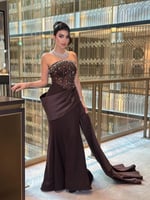 فستان سهره فخم بني