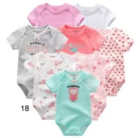 8 قطع مواليد بنات ، قطنية ، قصيرة الأكمام.