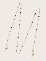 سلسلة نظارات لؤلؤ اسود وابيض وذهبي 11806