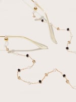 سلسلة نظارات لؤلؤ اسود وابيض وذهبي 11806